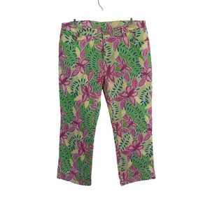 Vintage Lilly Pulitzer Sequined Rhinestone Butterfly Cropped Pants SZ 10 Flaw